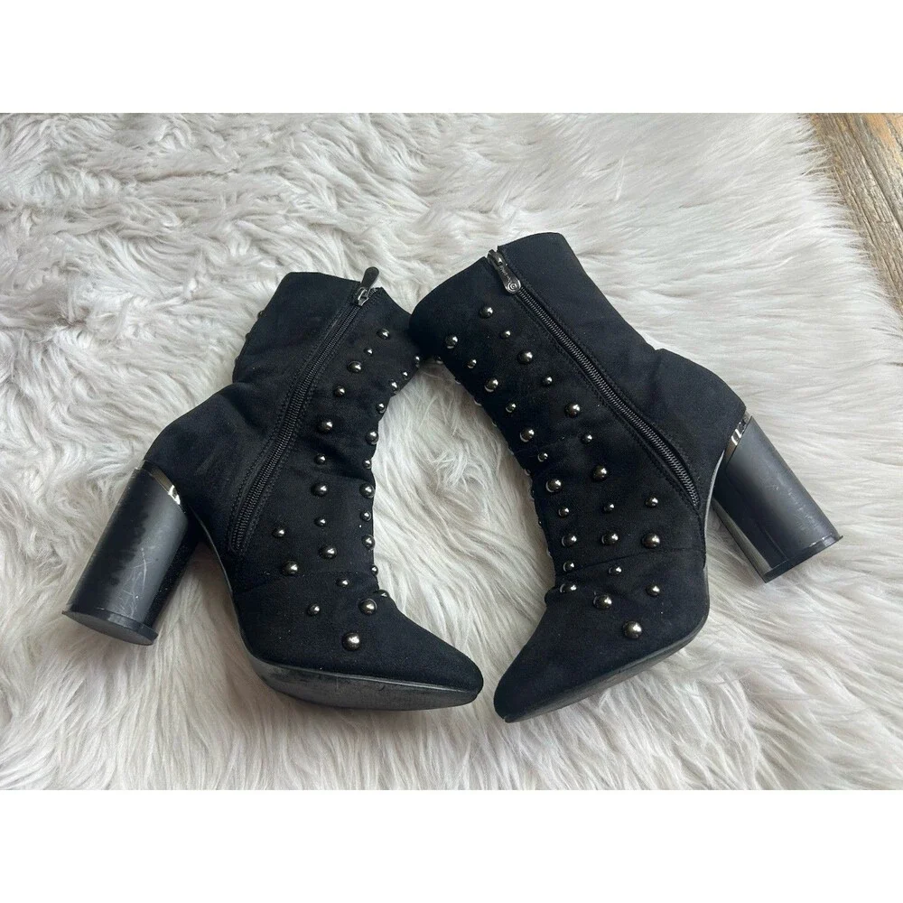 Cape Robbin Women's Size 8.5 Black Studded Heel Boots Booties Dark Academia